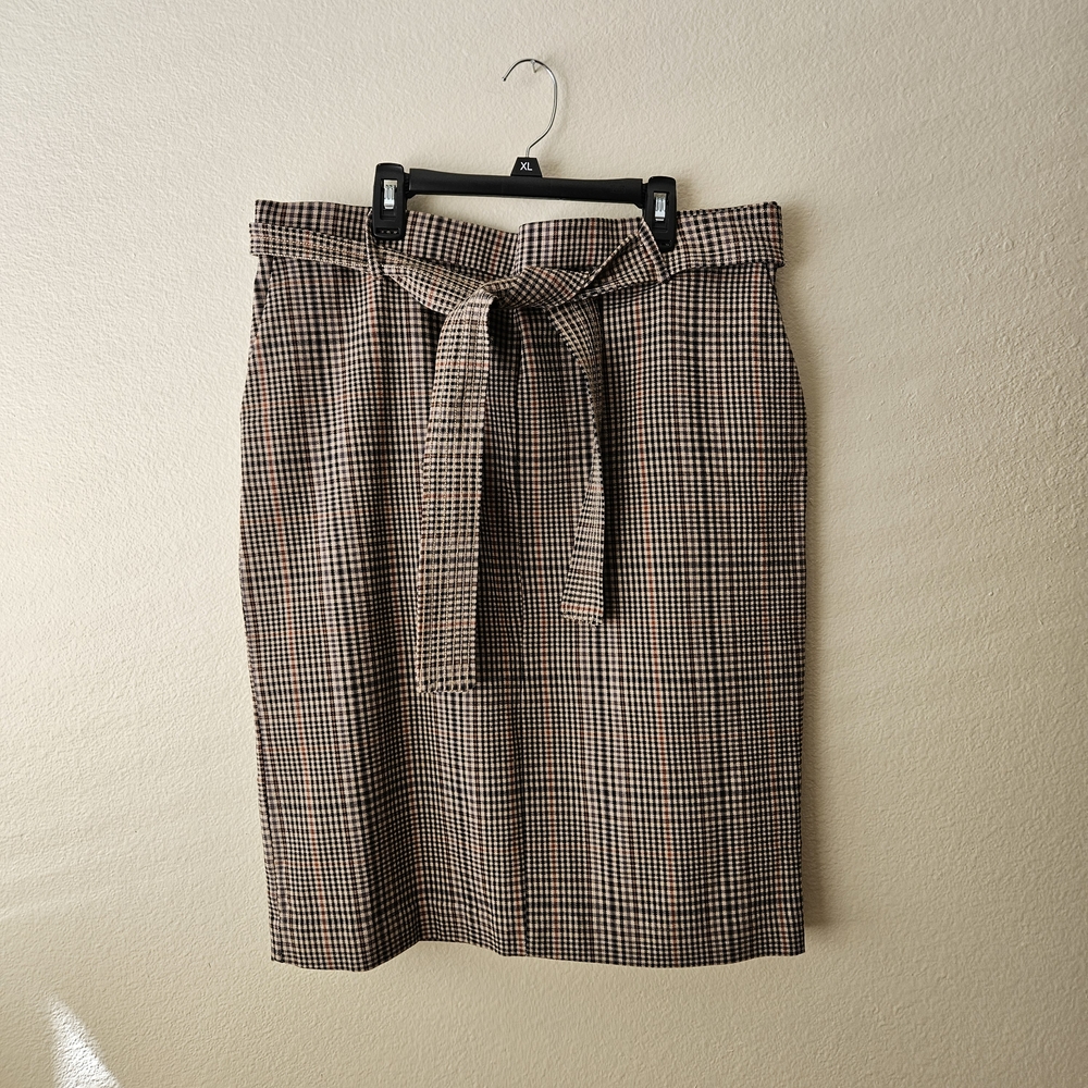 Jules & Leopold Checkered Pencil Skirt with Belt